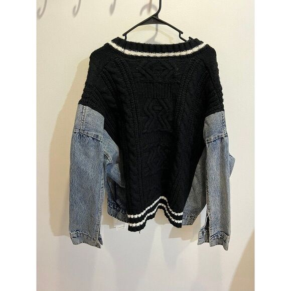 Commense NWT Fall Oversized Wool Blend Color Block Cardigan Jacket Retro Y2K - Picture 8 of 12